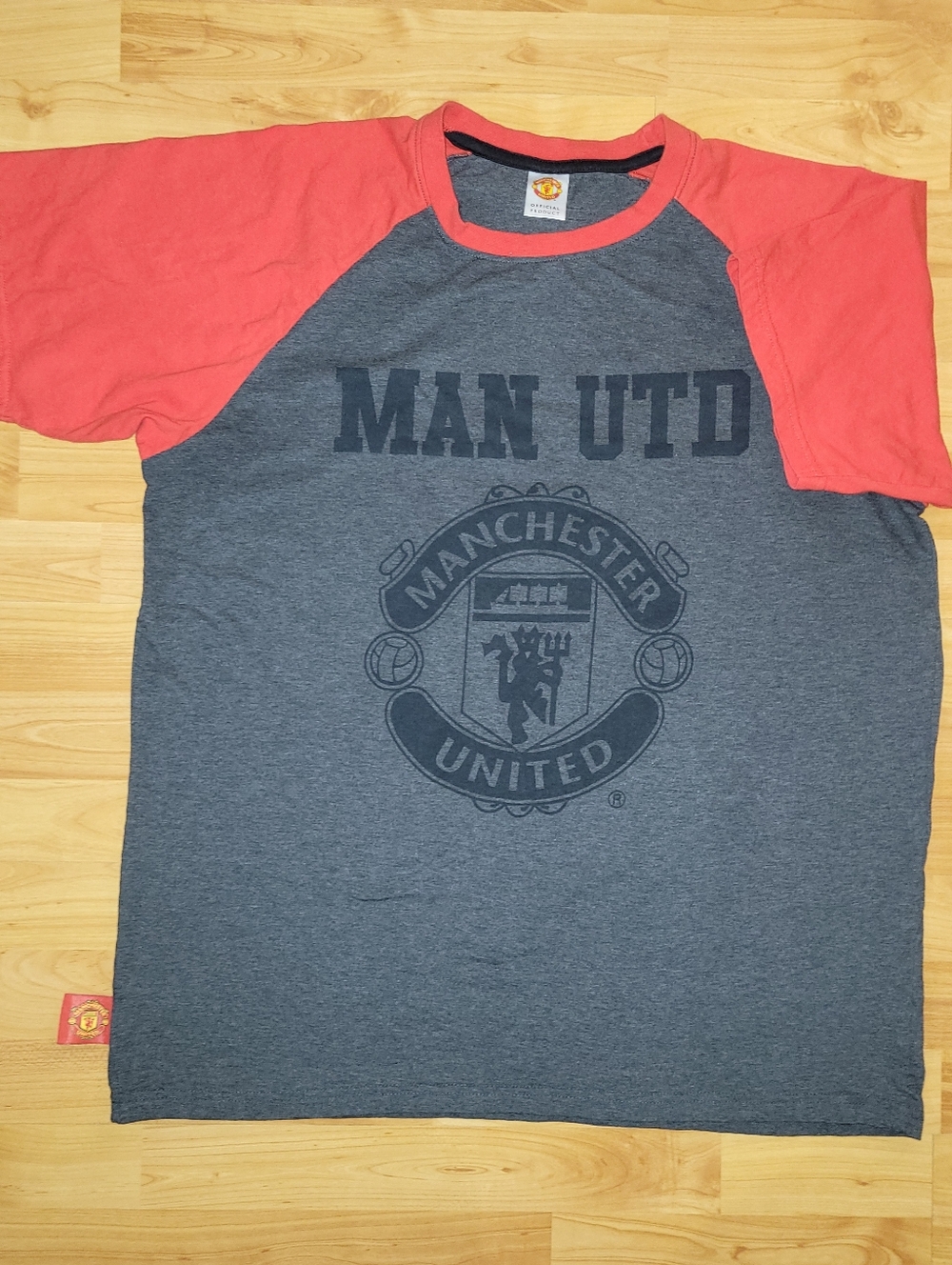 Manchester United Soccer Futbol Gray And Red T-shirt, XL+